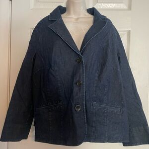 L.L. Bean Women's Navy Blue Denim Blazer Size 20‎